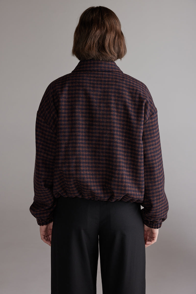 amente Gingham Jacket - Wine/Black
