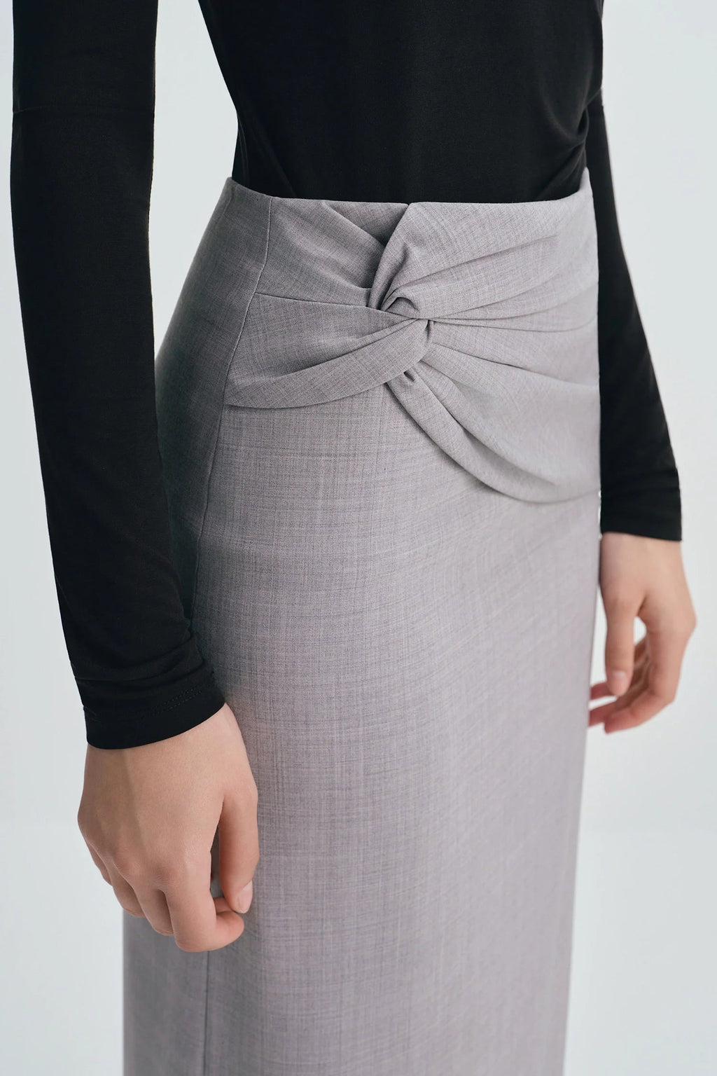 Sophie Rue Ginny Knot Waist Midi Skirt - Gray