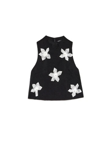 Sister Jane Glow Flora Cropped Top - Black