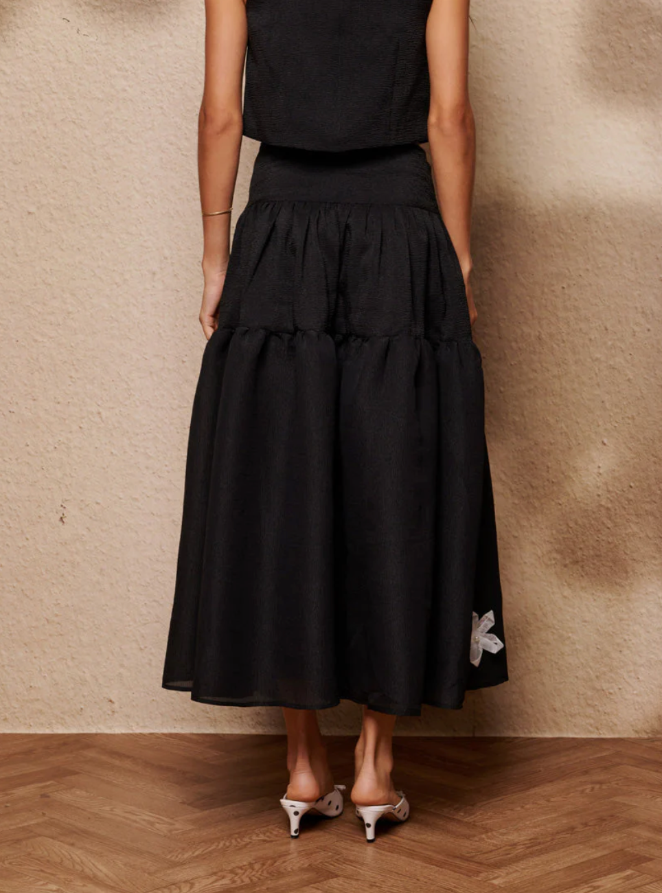 Sister Jane Glow Flora Midi Skirt - Black