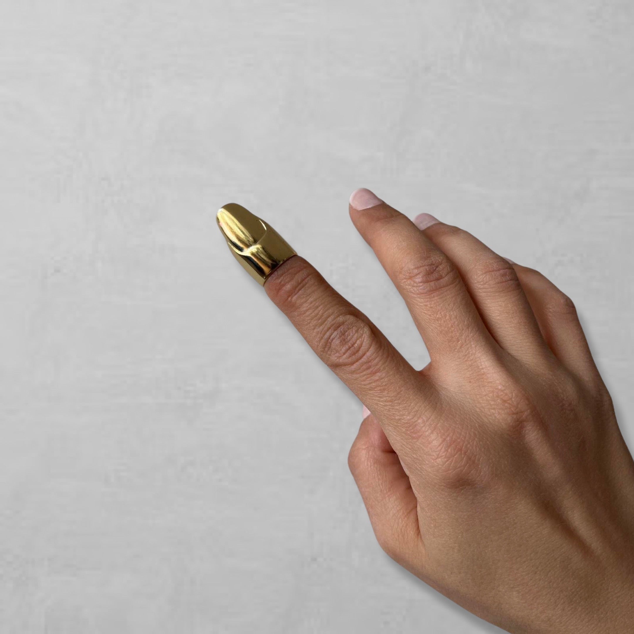 London Atelier Byproduct Gold Finger Cover with Nail Detail Ring