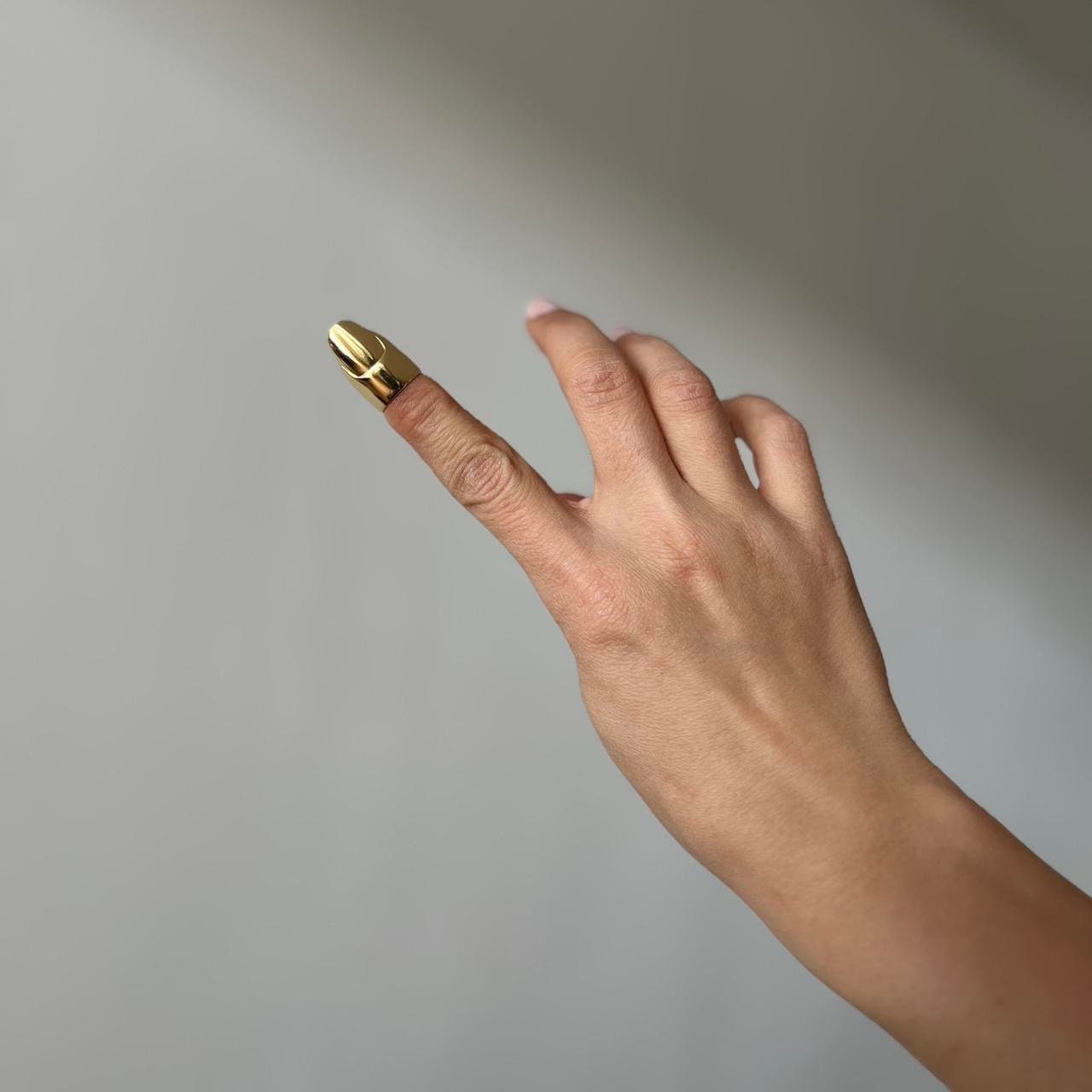 London Atelier Byproduct Gold Finger Cover with Nail Detail Ring