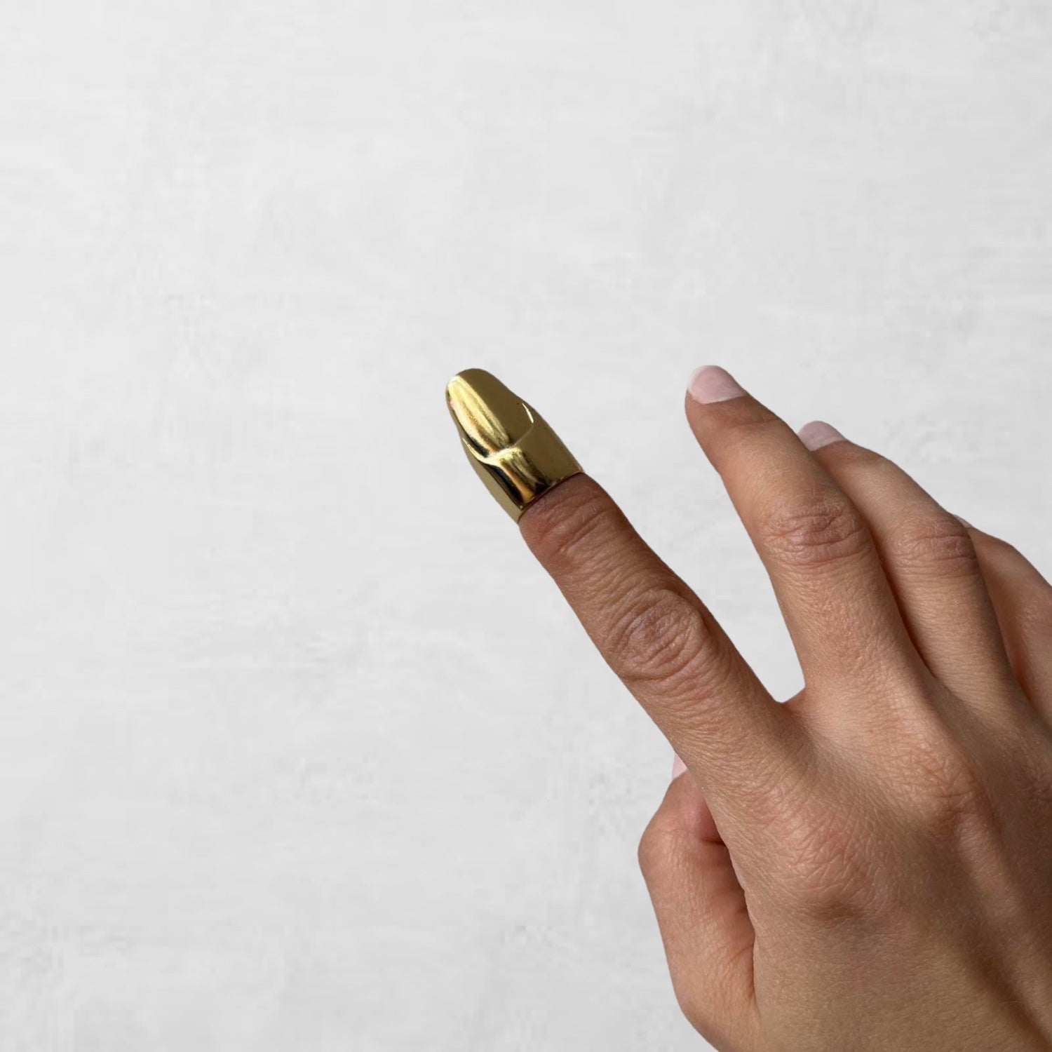 London Atelier Byproduct Gold Finger Cover with Nail Detail Ring