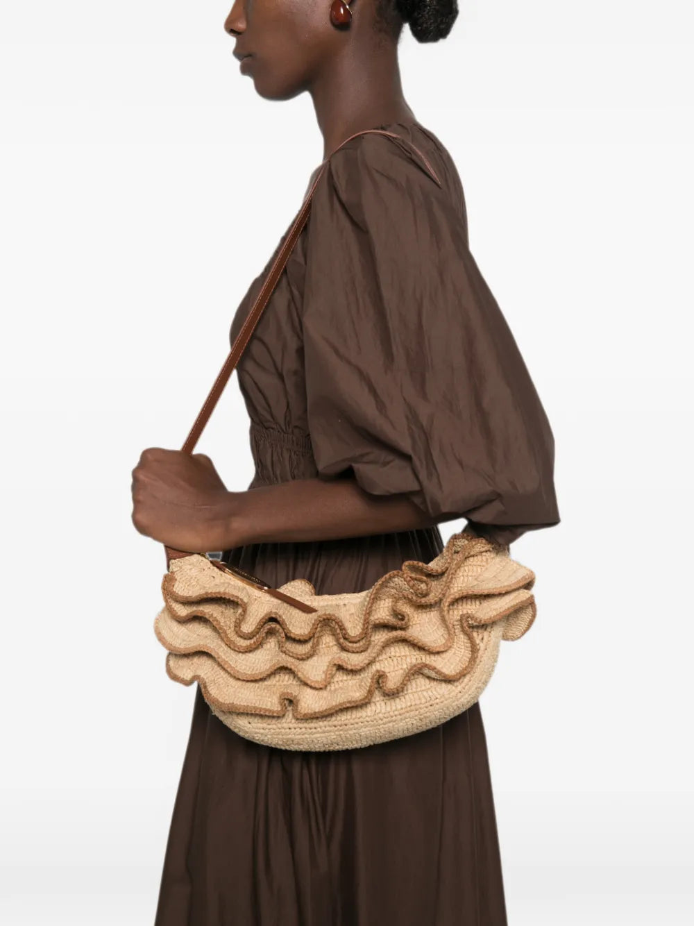 Zimmermann Goldentime Ruffle Shoulder Bag