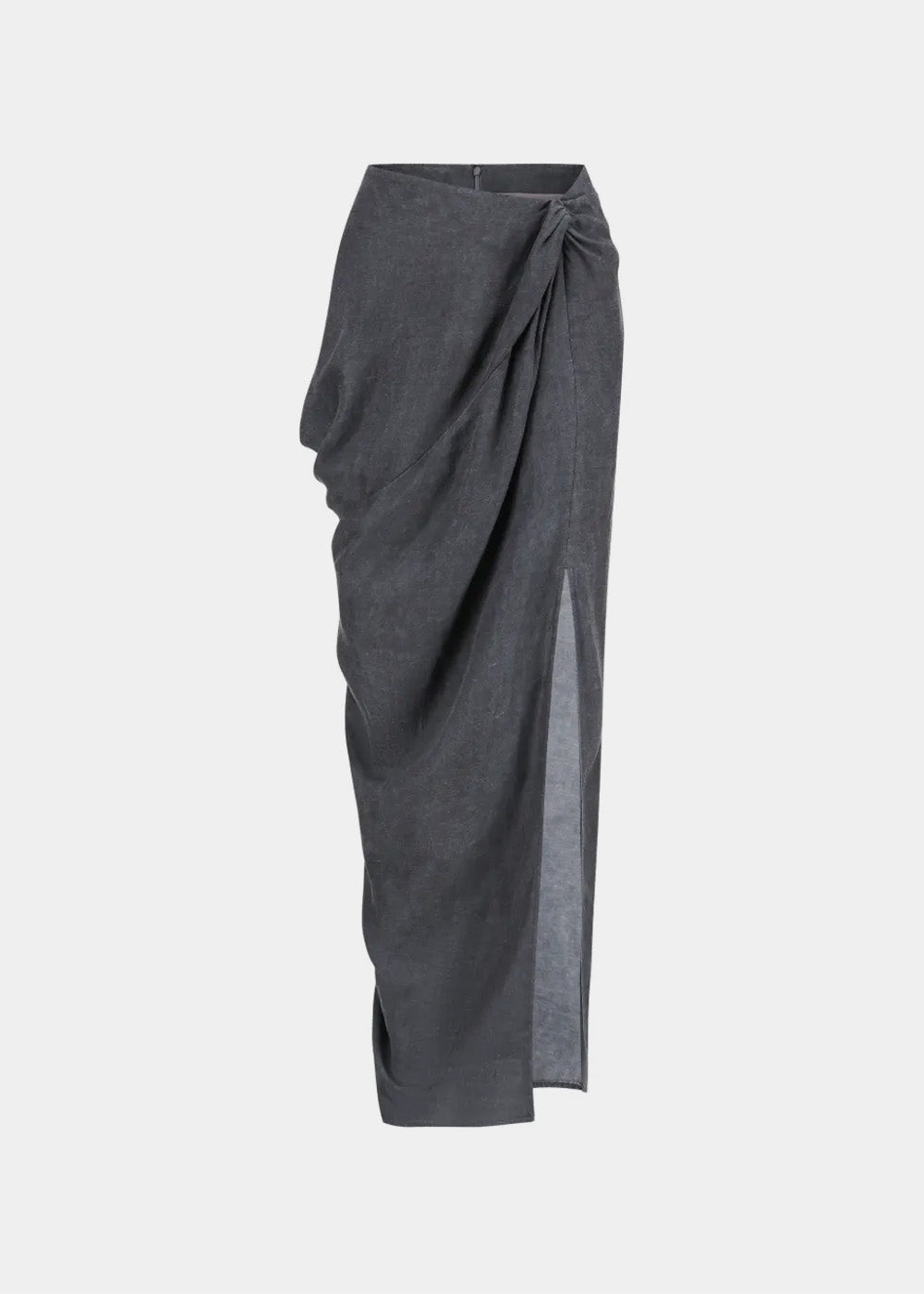 Oude Waag Grey Asymmetric Knotted Maxi Skirt
