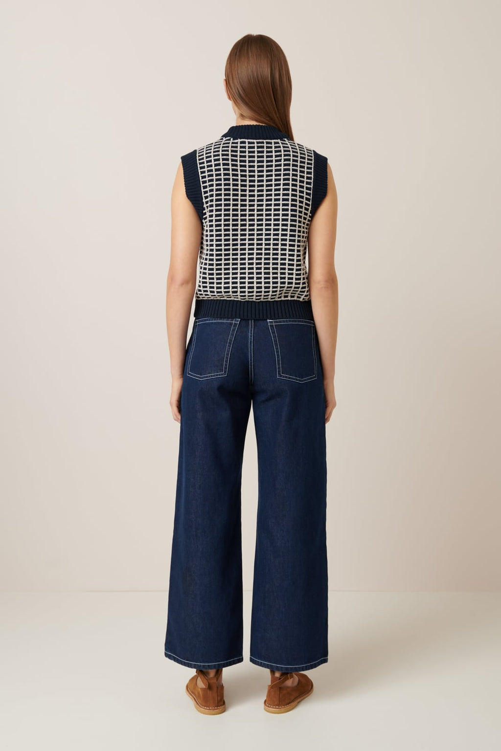 Kowtow Grid Vest - Navy Grid
