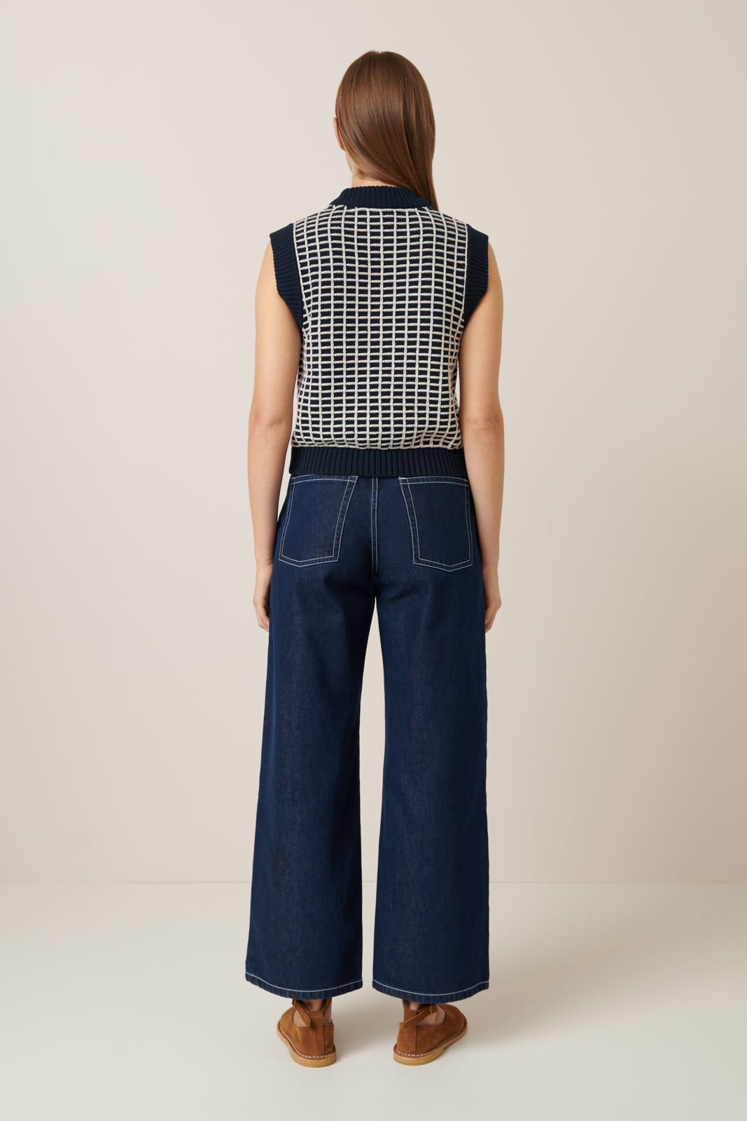 Kowtow Grid Vest - Navy Grid