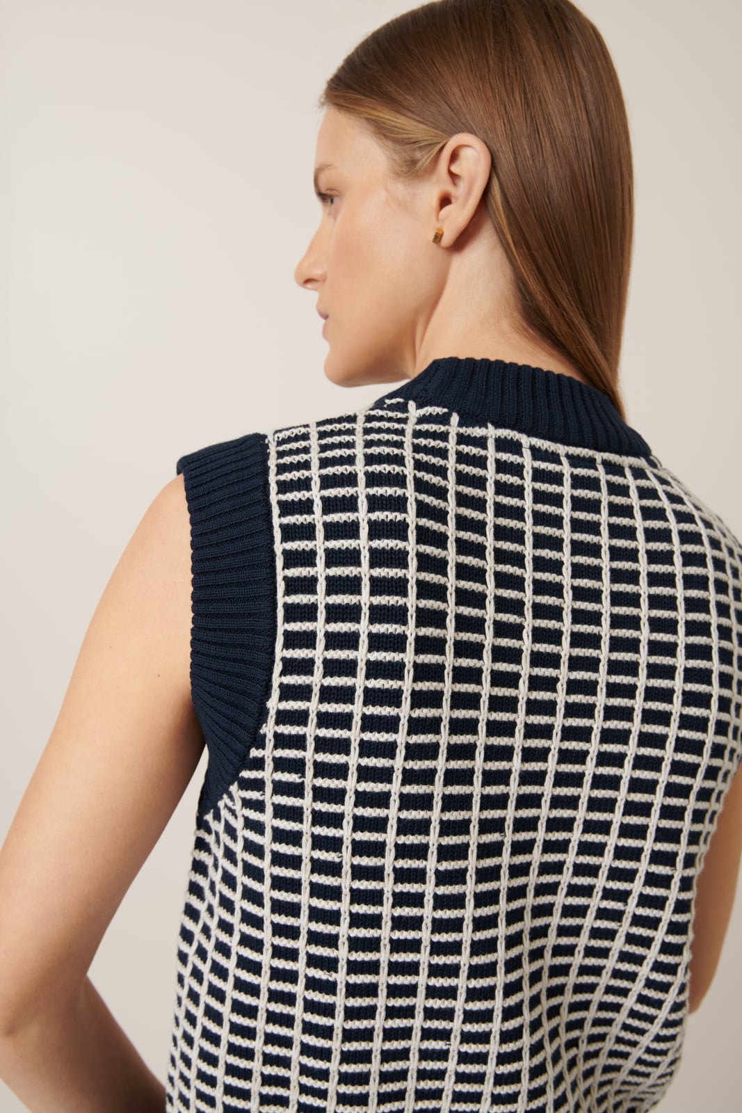 Kowtow Grid Vest - Navy Grid