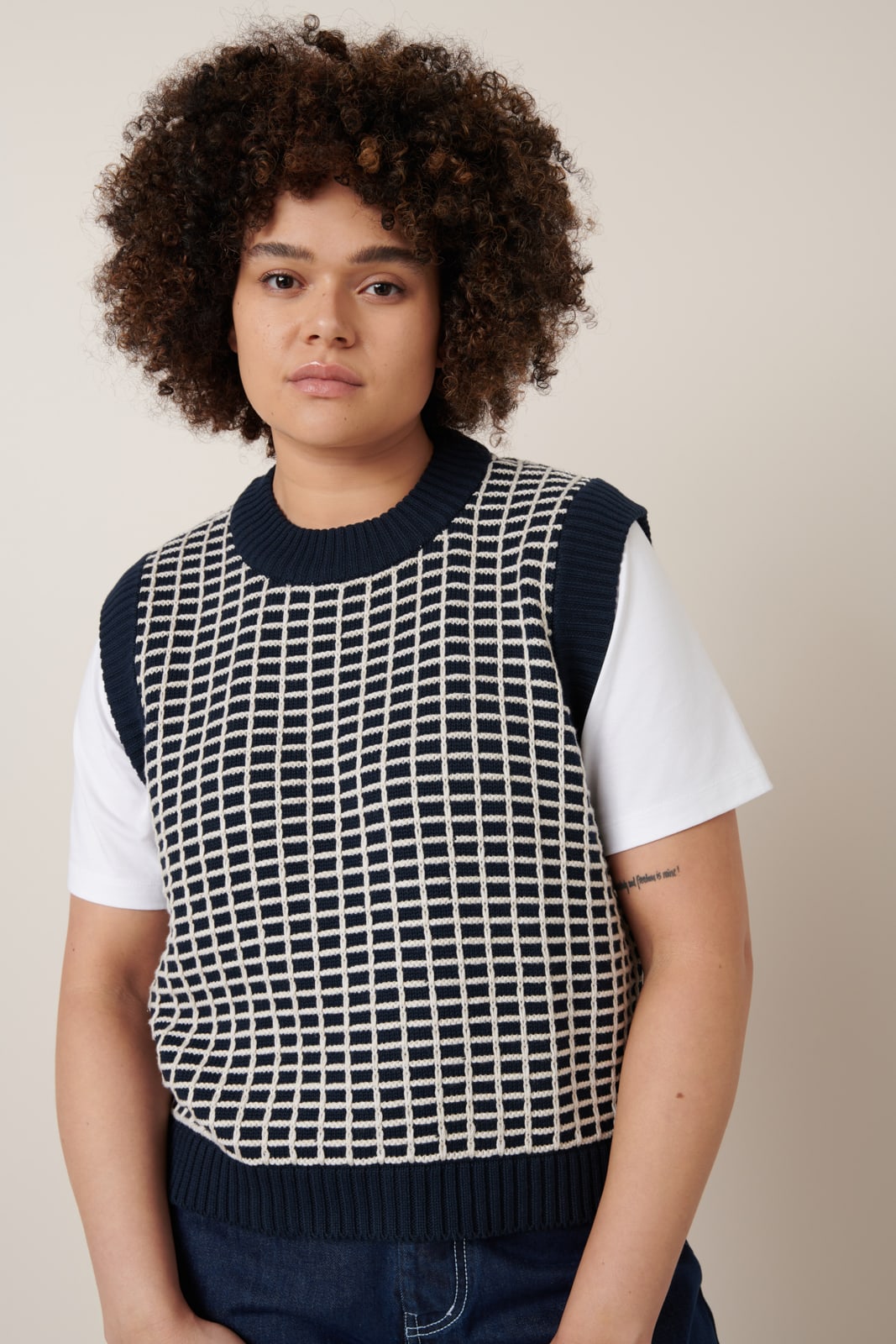 Kowtow Grid Vest - Navy Grid