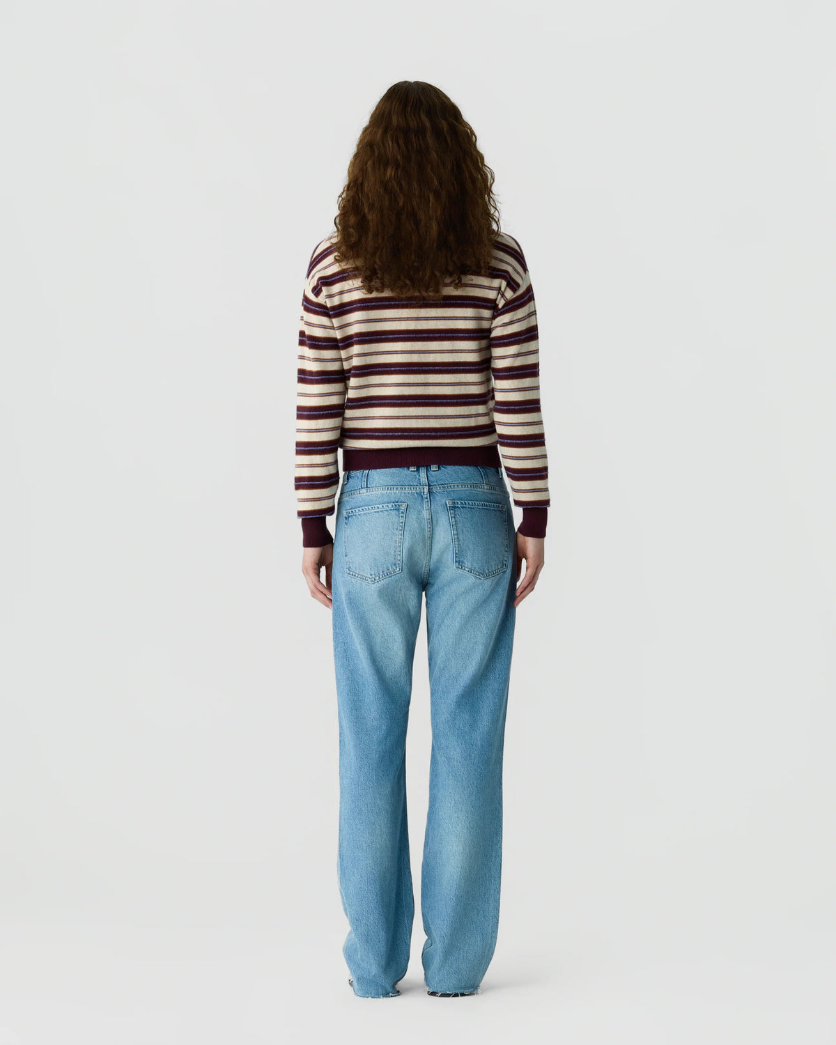 Guest in Residence Collegiate Stripe Polo Sweater - Fig Combo