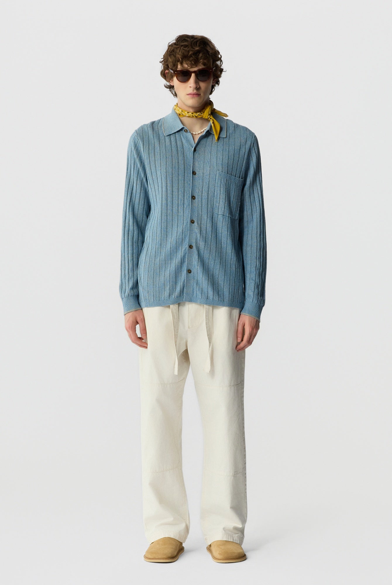Guest in Residence Button Up Linen Blend Shirt