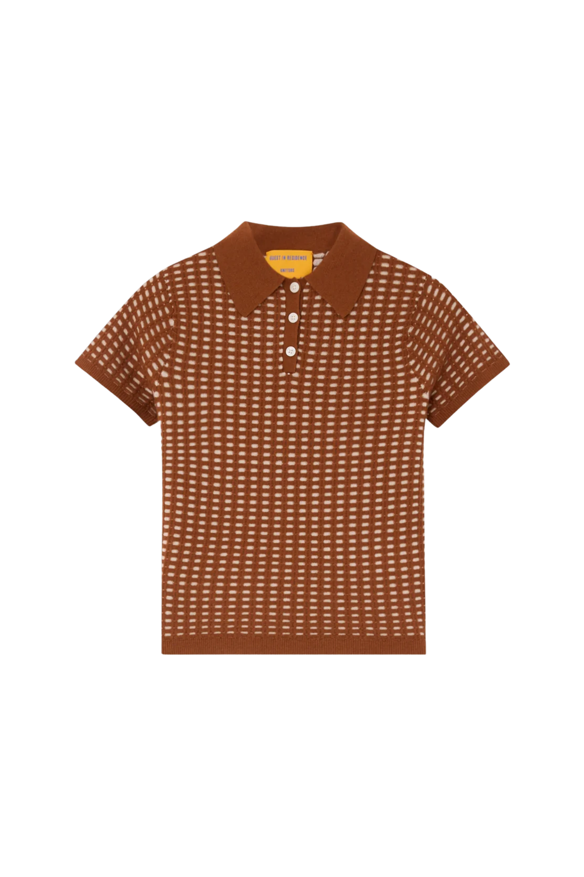Guest in Residence Shrunken Waffle Polo - Burnt Sienna/Sandstone