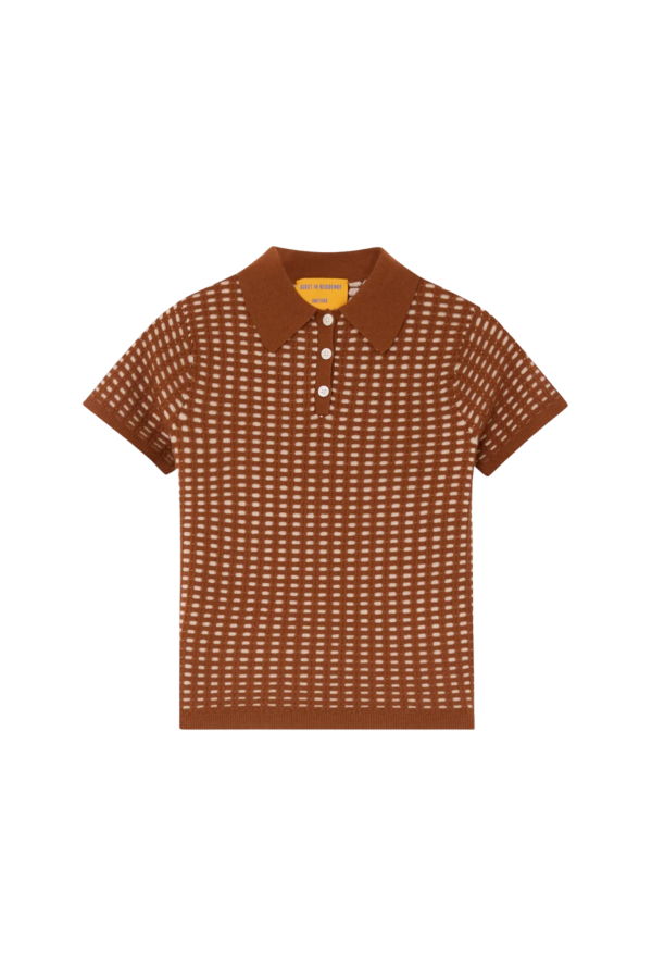 Guest in Residence Shrunken Waffle Polo - Burnt Sienna/Sandstone