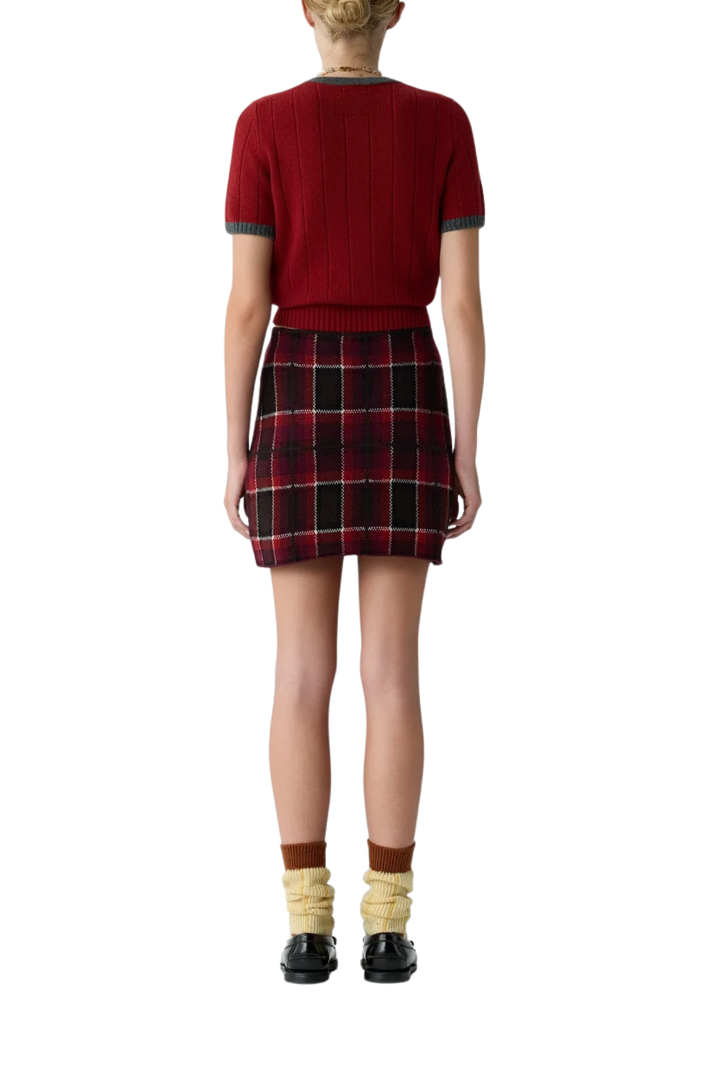 Guest in Residence Tartan Mini Skirt - Carmine Combo