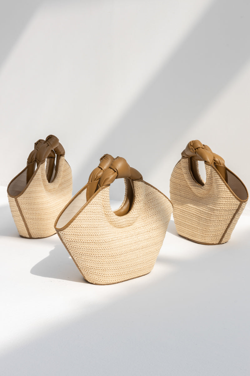 Hereu Castell Raffia Tote Bag - Natural/Bark