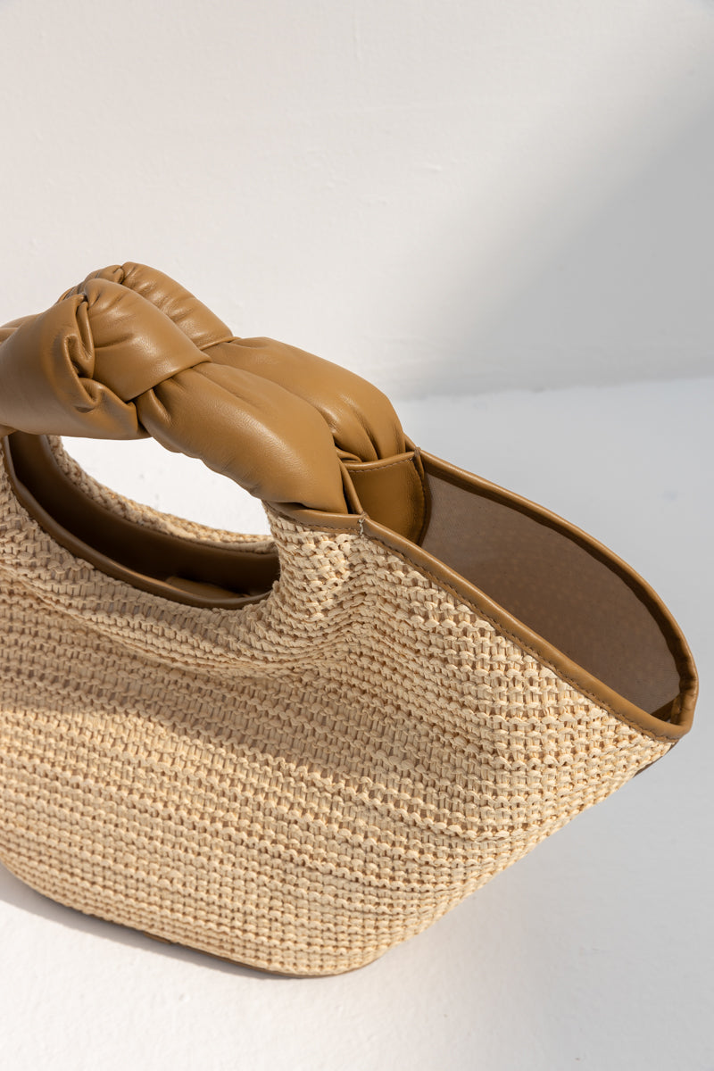 Hereu Castell Raffia Tote Bag - Natural/Bark