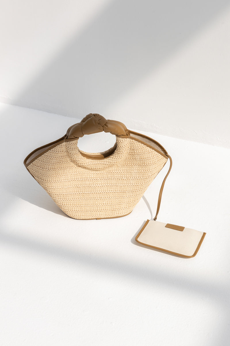 Hereu Castell Raffia Tote Bag - Natural/Bark