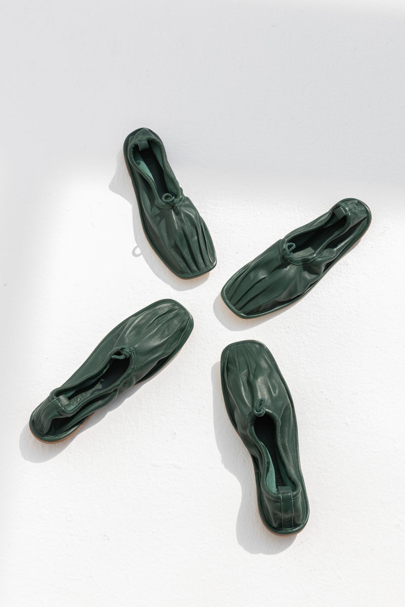 Hereu Puntera Pleated-toe Pump - Dark Green