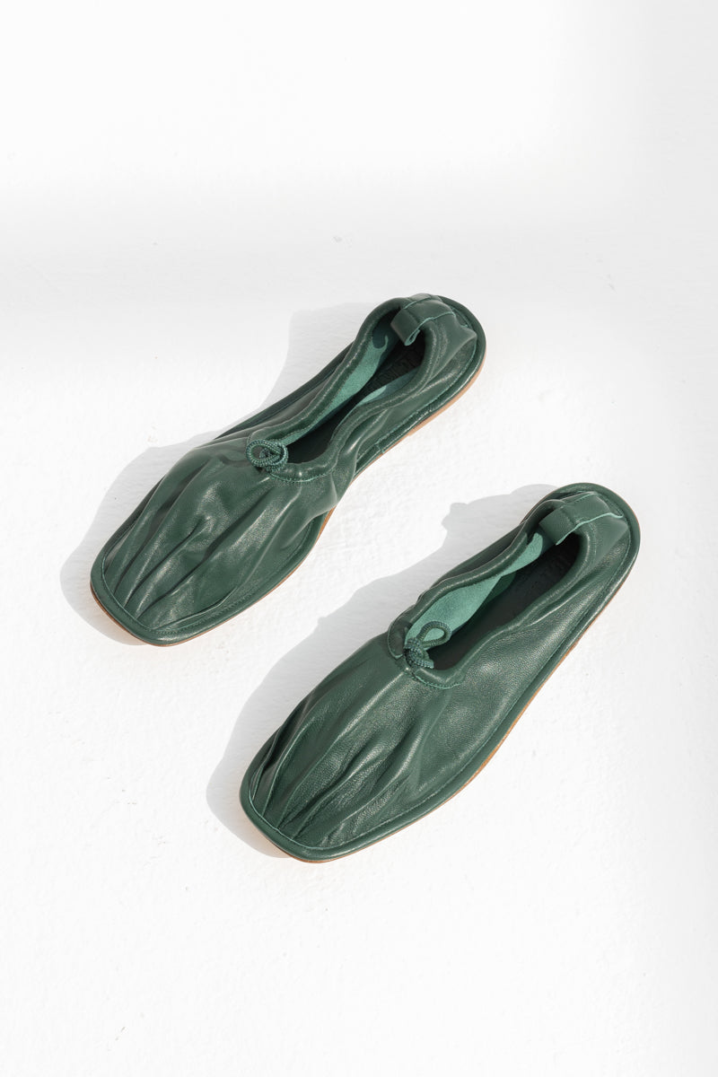 Hereu Puntera Pleated-toe Pump - Dark Green