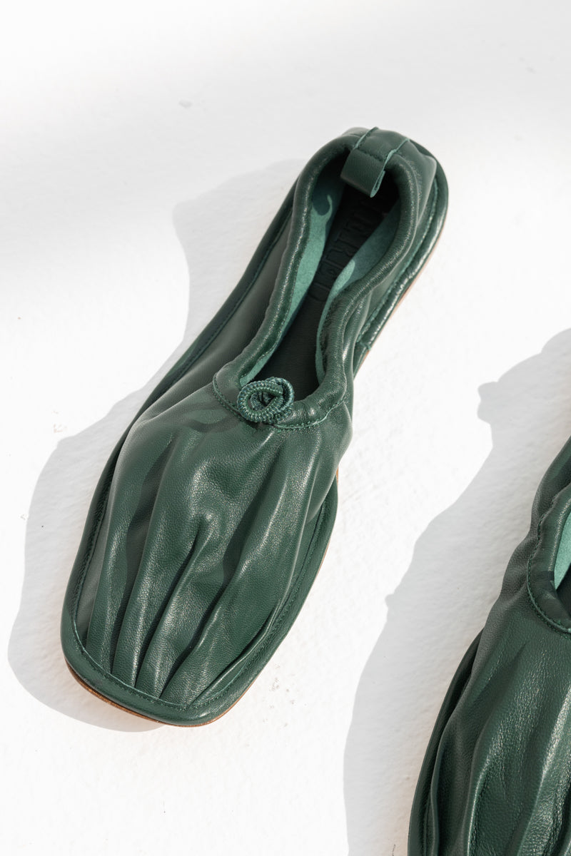 Hereu Puntera Pleated-toe Pump - Dark Green