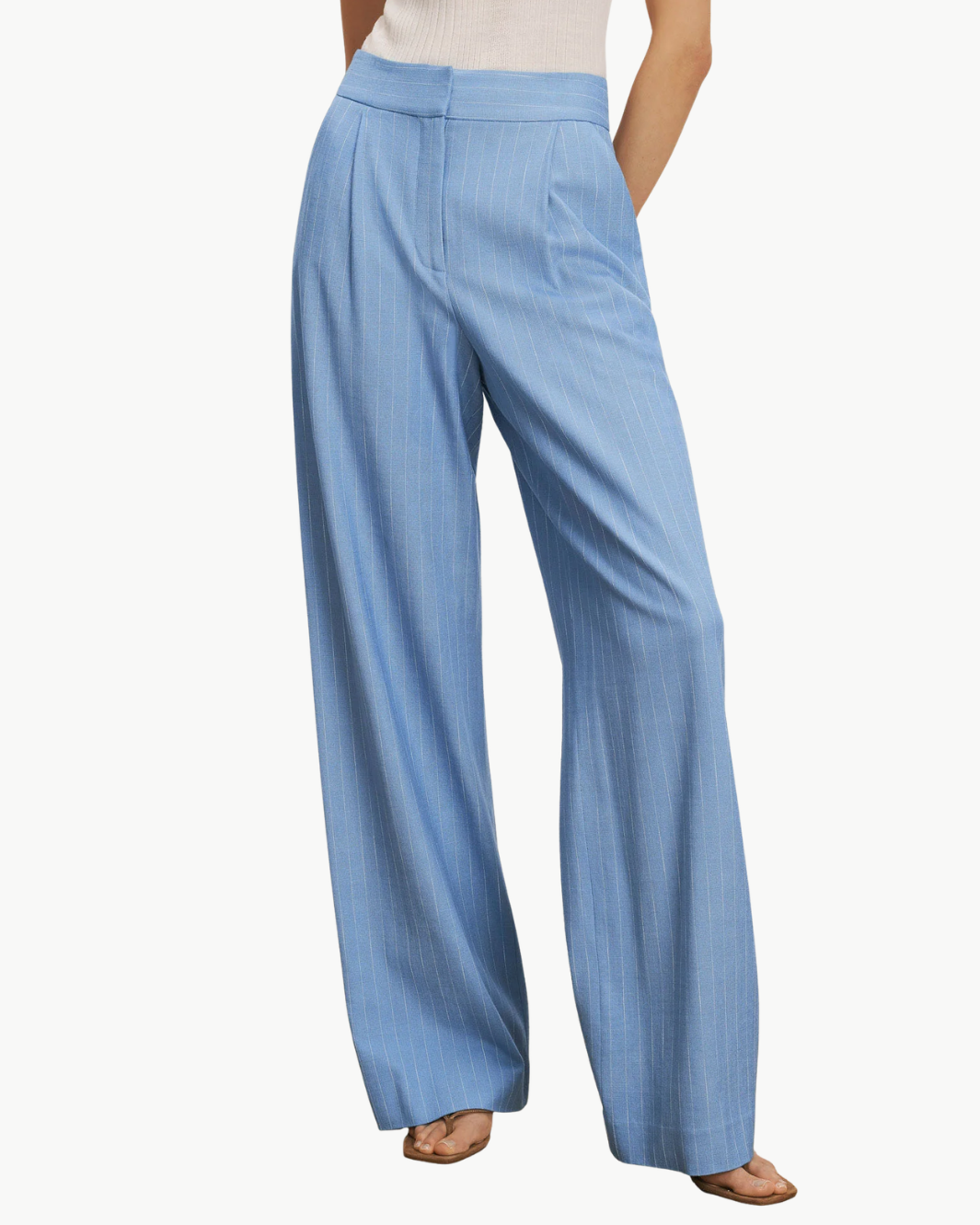 Veronica Beard Heyser Wide-Leg Pant - Blue Jay/Dove