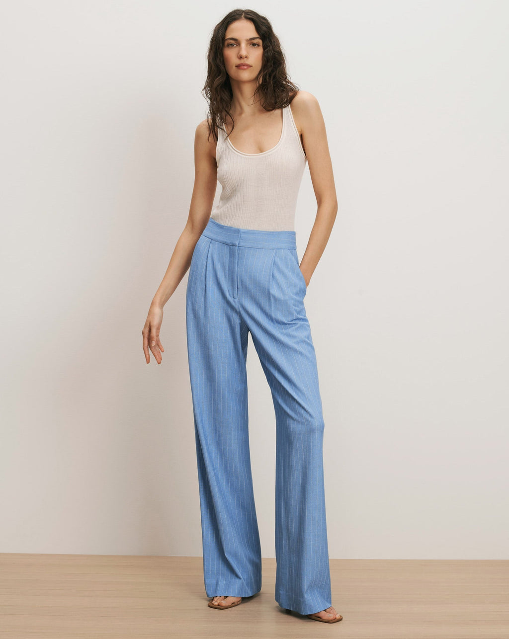 Veronica Beard Heyser Wide-Leg Pant - Blue Jay/Dove