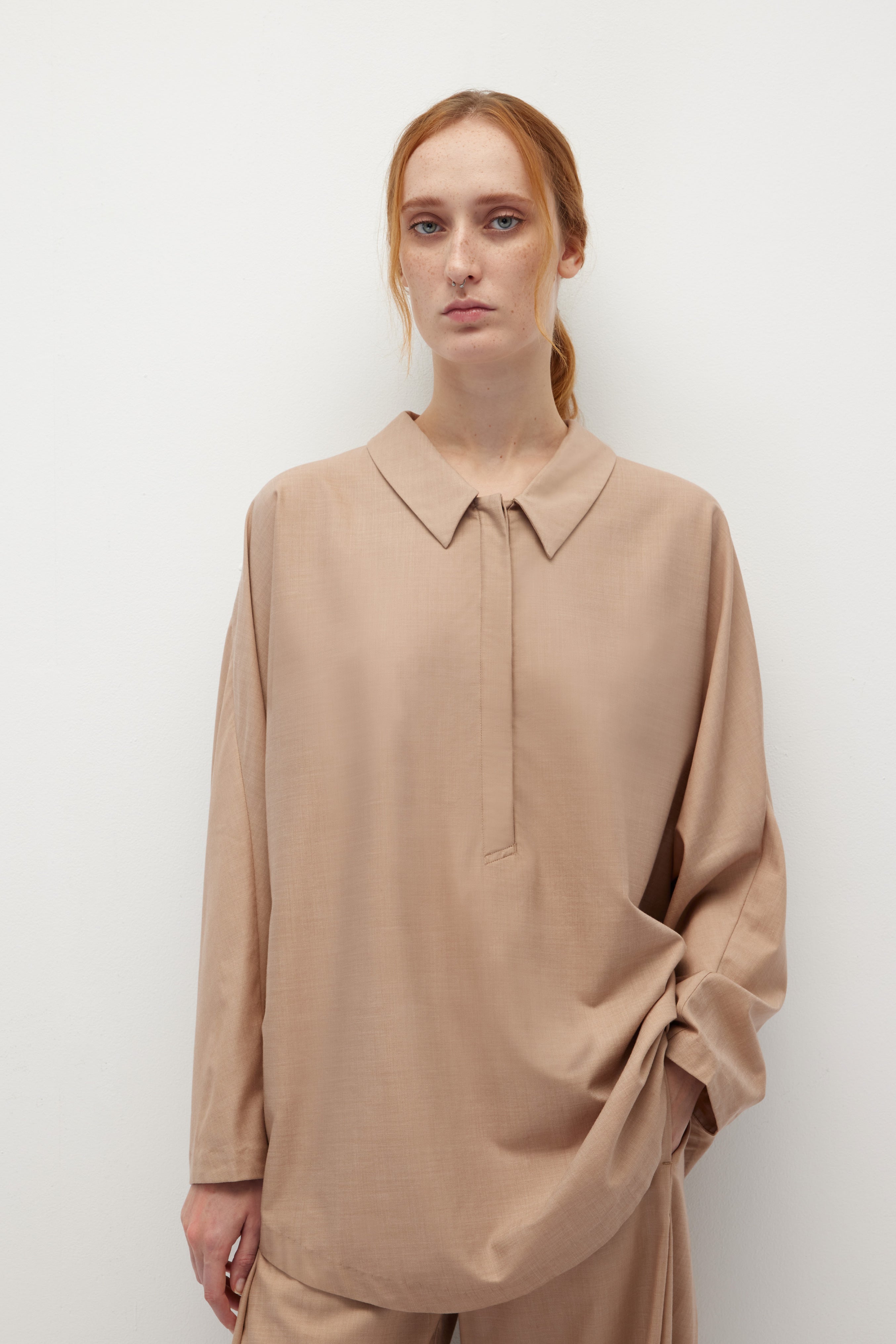 HUNDR. Half-Placket Buttoned Tencel Shirt