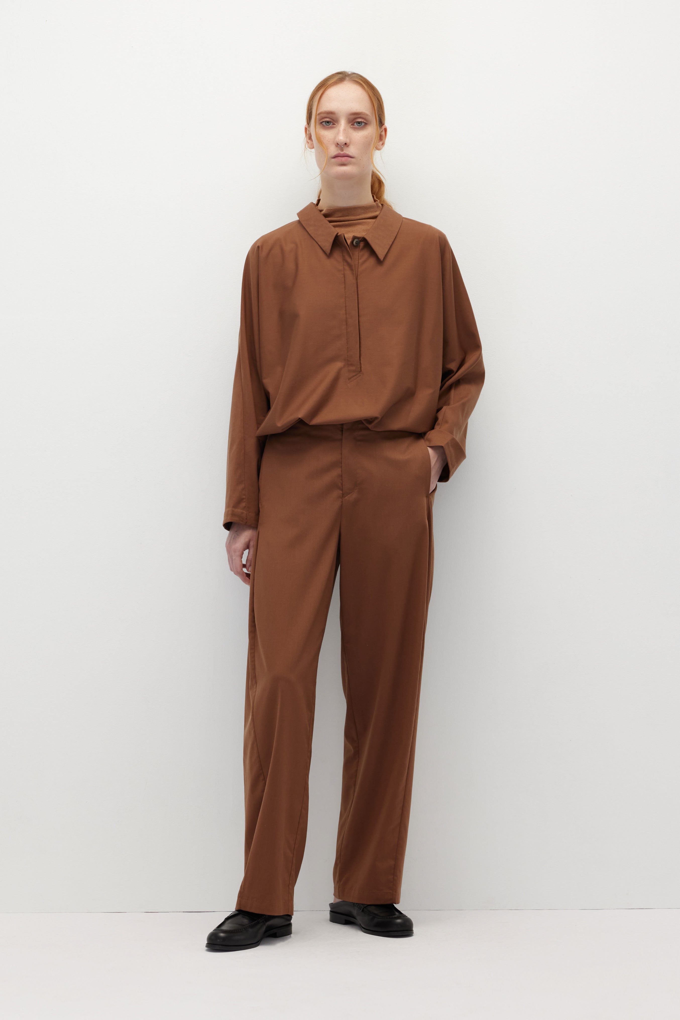 HUNDR. Half-Placket Buttoned Tencel Shirt