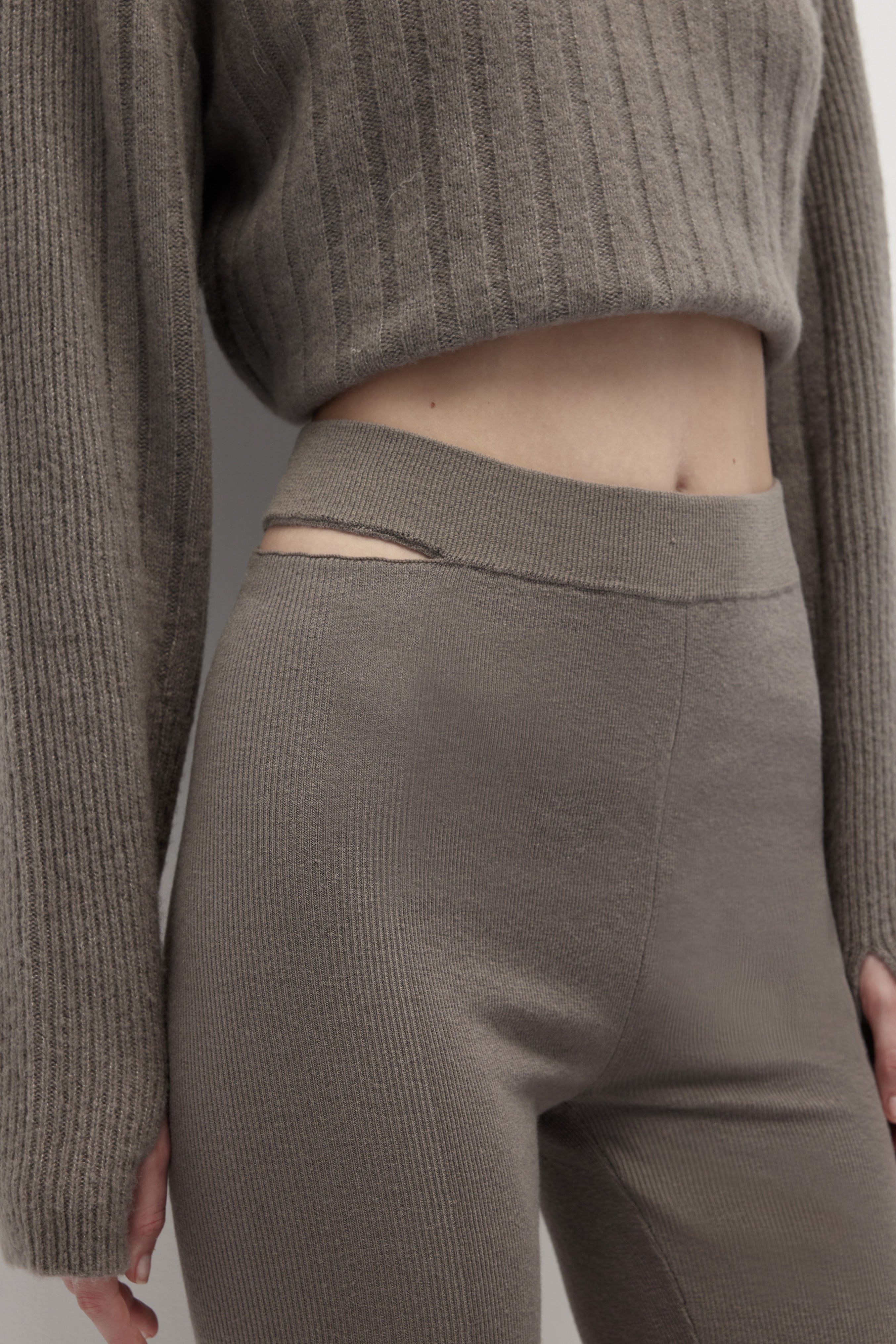 HUNDR. Wool Knit Fitted Pants - Cold Fog Gray