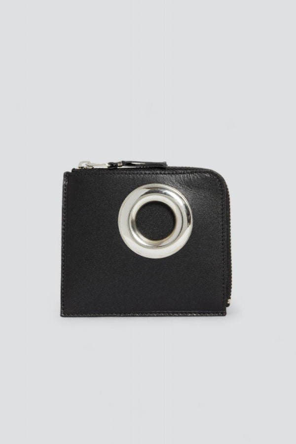 Comme des Garçons Half Zip Silver Eyelet Wallet - Black