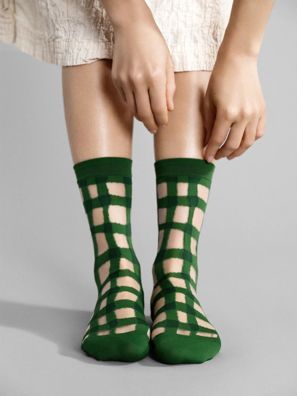 Hansel from Basel Googly Gingham Sheer Crew Sock