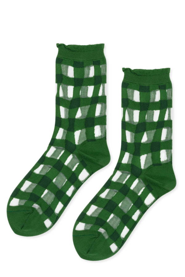 Hansel from Basel Googly Gingham Sheer Crew Sock