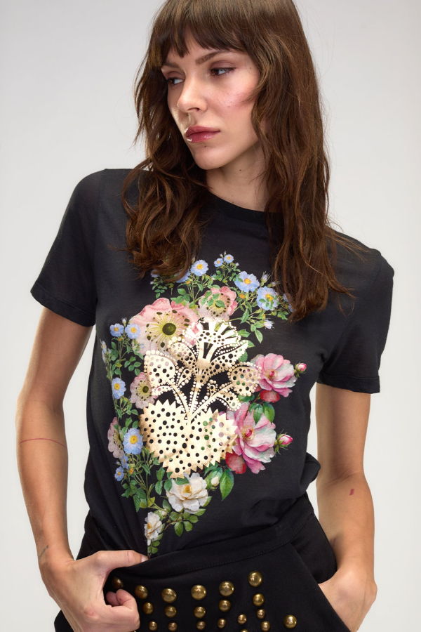 Cynthia Rowley Heart of Gold Tee - Black