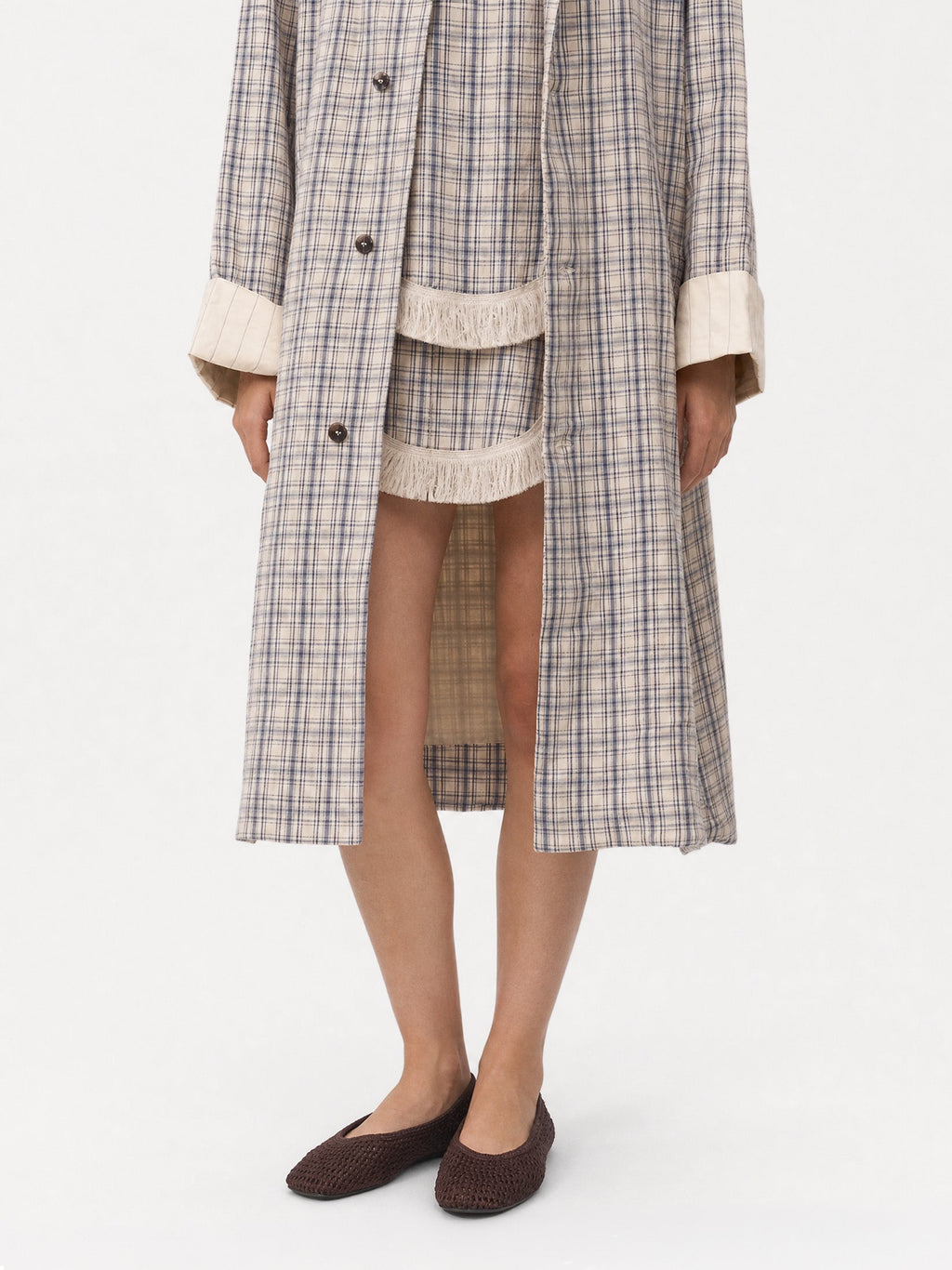 Carmen Says Heather Check Trench Coat