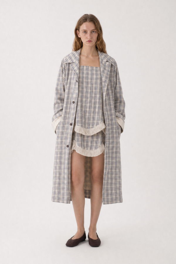 Carmen Says Heather Check Trench Coat