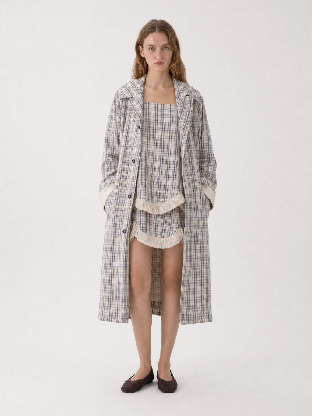 Carmen Says Heather Check Trench Coat