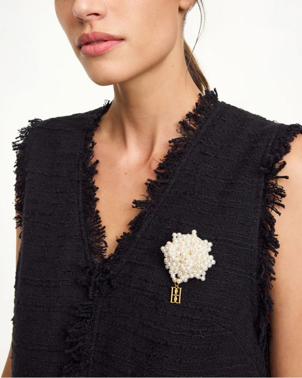 By Malene Birger Helea Monogram Brooch - Soft White
