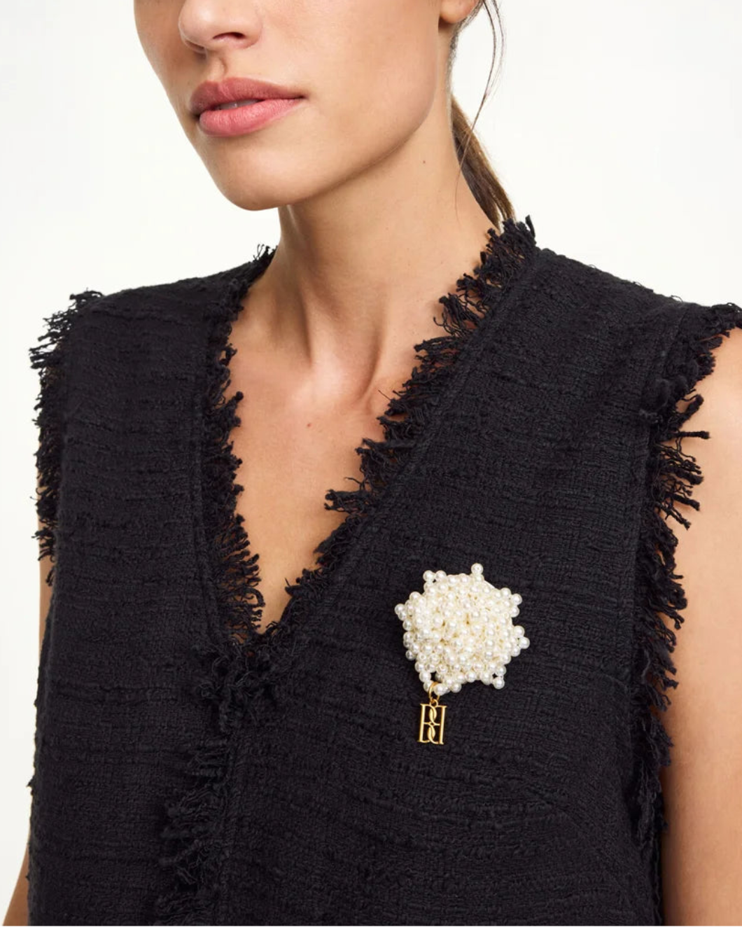 By Malene Birger Helea Monogram Brooch - Soft White