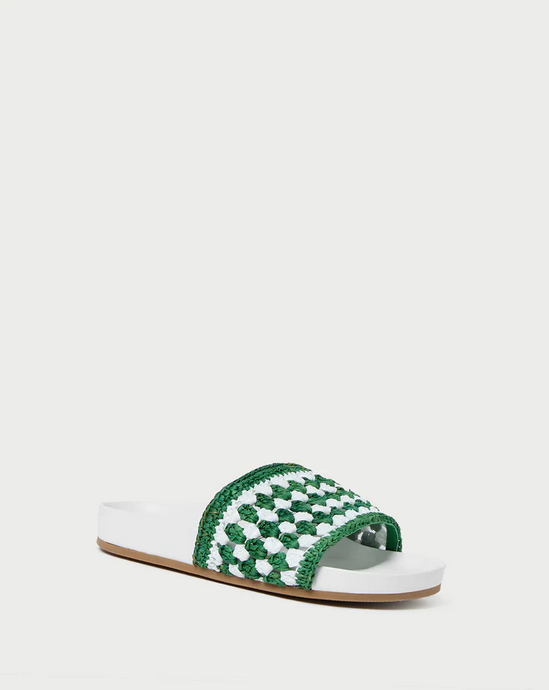 Loeffler Randall Henri Crochet Raffia Sandal - Green/White