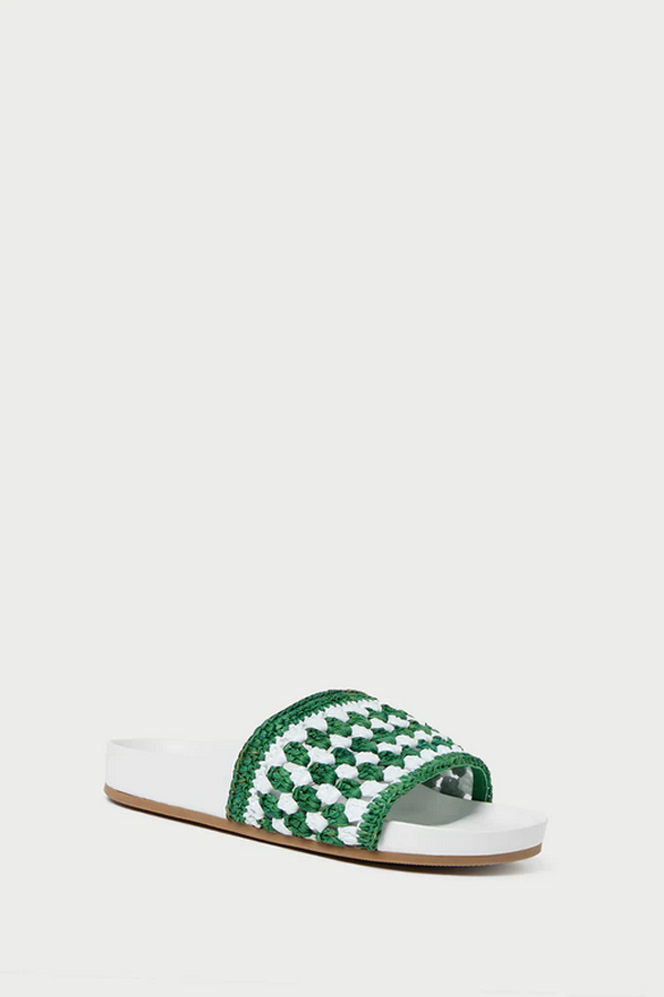 Loeffler Randall Henri Crochet Raffia Sandal - Green/White