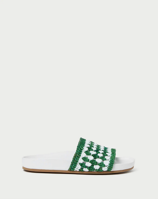 Loeffler Randall Henri Crochet Raffia Sandal - Green/White