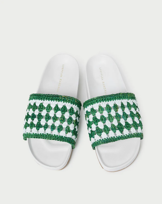 Loeffler Randall Henri Crochet Raffia Sandal - Green/White