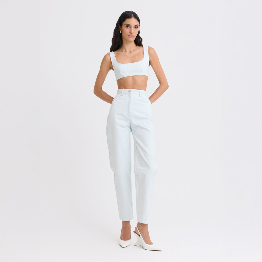Matthew Bruch High-Waist Twist Seam Jeans - Light Denim