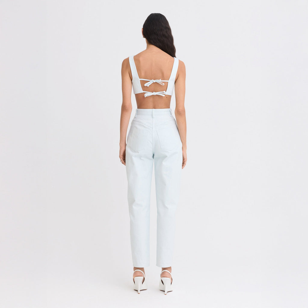 Matthew Bruch High-Waist Twist Seam Jeans - Light Denim
