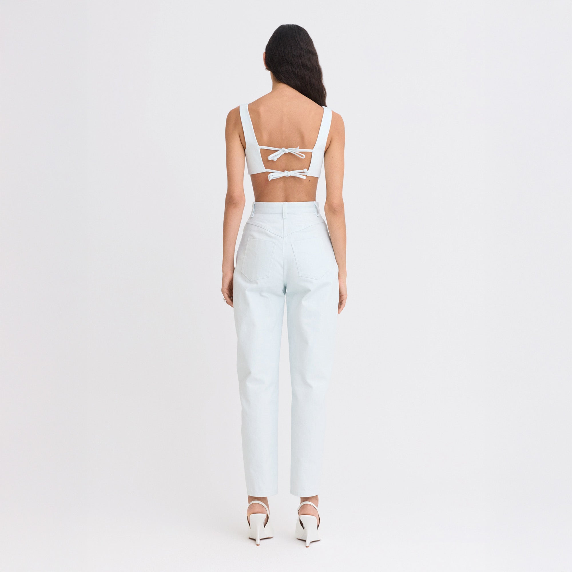 Matthew Bruch High-Waist Twist Seam Jeans - Light Denim