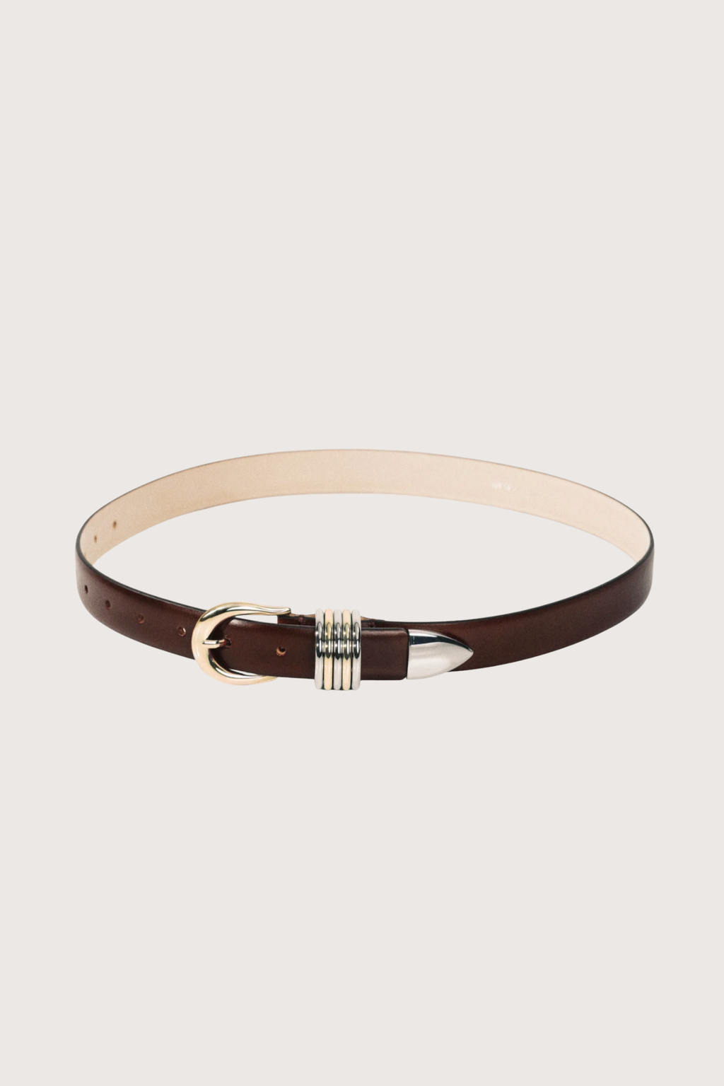 Dehanche Hollyhock Mixed Metal Belt - Brown/Silver/Gold
