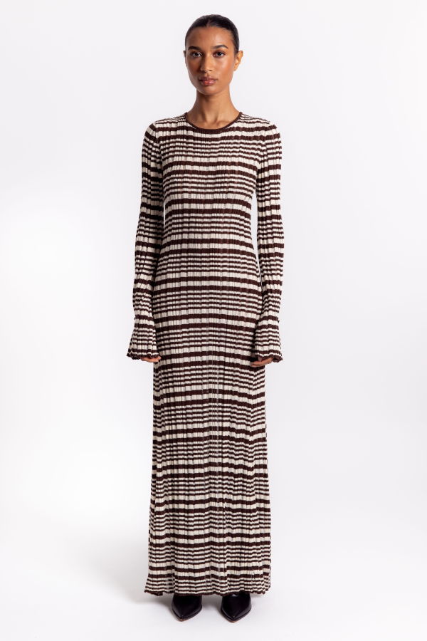 Holzweiler Rib Stripe Dress - Brown Mix