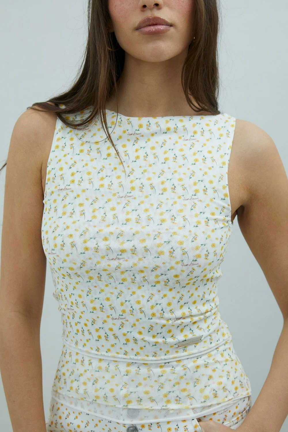 House of Sunny Double Layer Buttercup Mesh Top - Butter