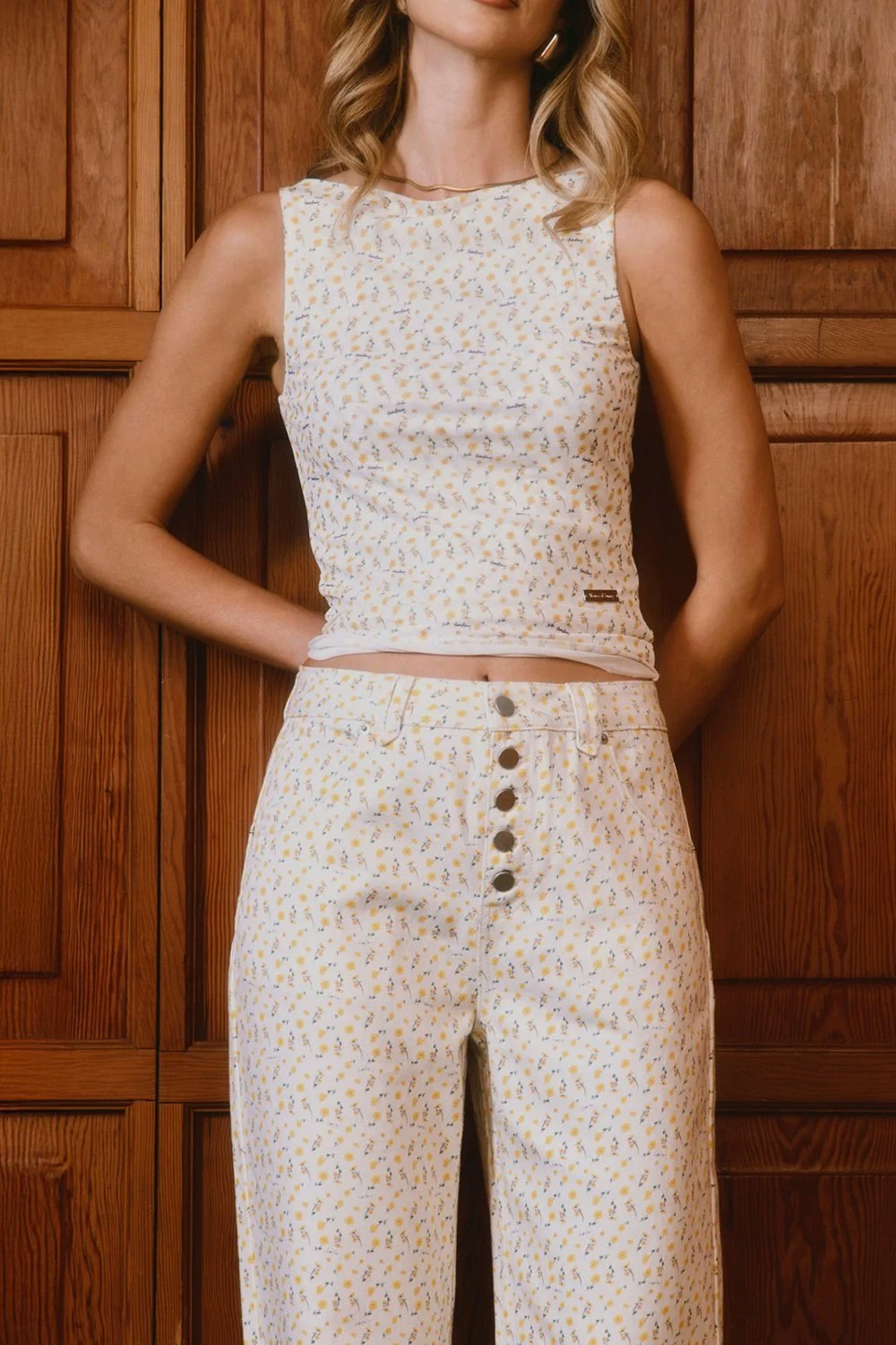House of Sunny Double Layer Buttercup Mesh Top - Butter