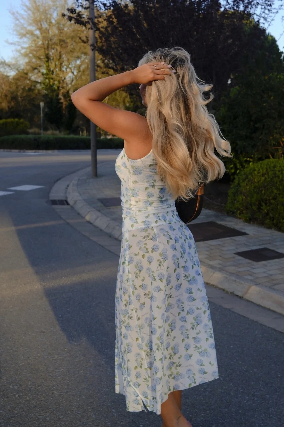 House of Sunny Hydrangea Asymmetric Mesh Skirt - Soft Blue